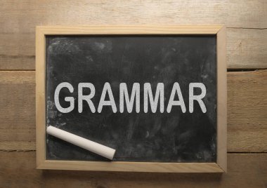 Dilbilgisi, eğitim İngilizce dil iş motivasyonel ilham verici tırnak, tipografi kavramı harflerle kelimeler