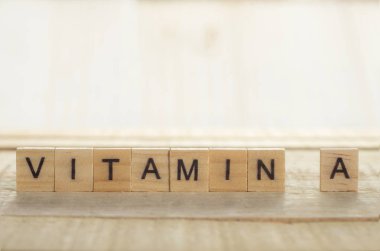 Tıbbi ve sağlık kelimeler tipografi yazı kavramı, A vitamini yazma