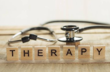 Tıbbi ve sağlık kelimeler tipografi yazı kavramı, terapi yazma