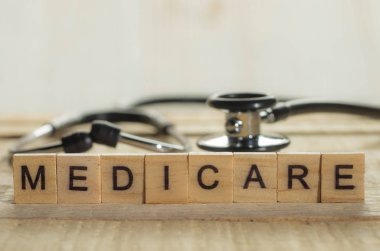 Tıbbi ve sağlık kelimeler tipografi yazı kavramı, Medicare yazma