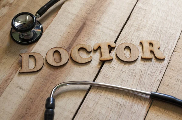 Palavras Médicas Cuidados Saúde Escrever Tipografia Lettering Conceito Doutor — Fotografia de Stock