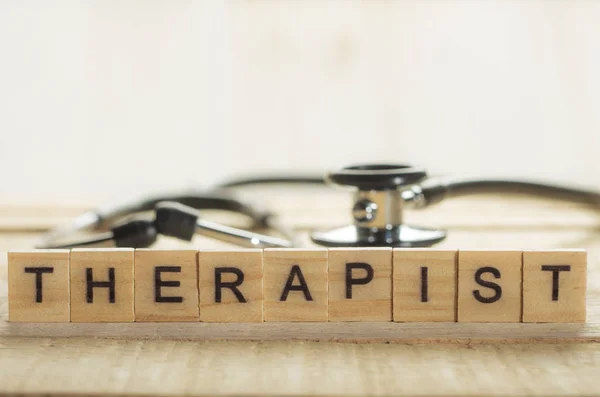 Medizin Und Gesundheitswesen Wörter Schreiben Typografie Schriftzug Konzept Therapeut — Stockfoto