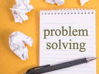 Sorun çözme, iş motivasyonel Inspirational quotes, kelime tipografi üstten görünüm yazı kavramı