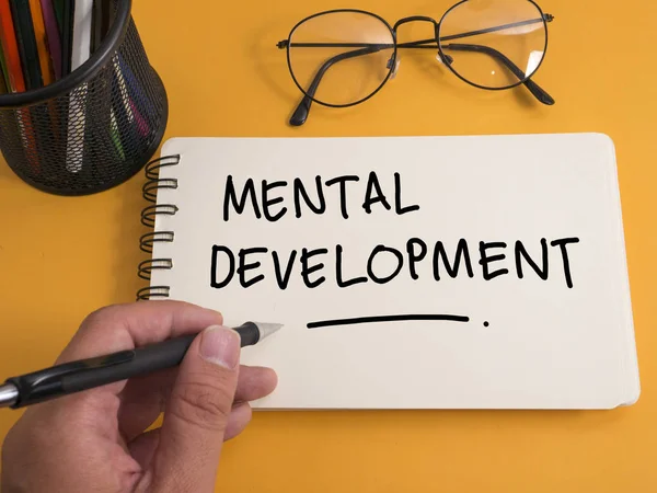 Mental Development, personal education self cognitive psychology development concept, words typography top view lettering concept