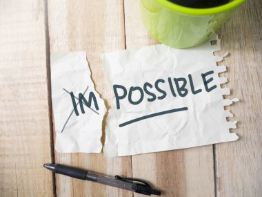 İmkansız mümkün kelime mektup için. Motivasyonel ilham verici iş tipografi tırnak kavramı