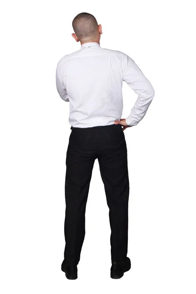 Joven Hombre Negocios Con Traje Blanco Pantalones Negros Pensando Gesto — Foto de Stock