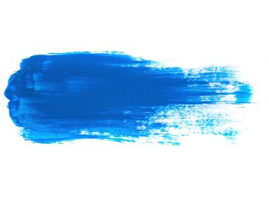 Beyaz arka plan üzerinde soyut sanat kavramı izole mavi akrilik boya kontur