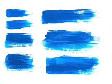 Beyaz arka plan üzerinde soyut sanat kavramı izole mavi akrilik boya kontur