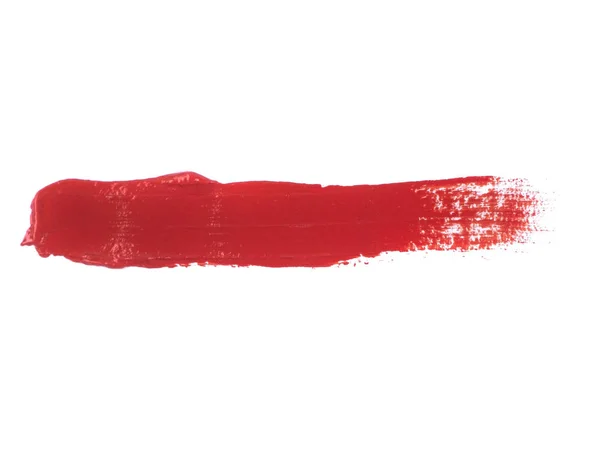 Κόκκινο Ακρυλικό Χρώμα Εγκεφαλικό Επεισόδιο Που Απομονώνονται Λευκό Φόντο Έννοια — Φωτογραφία Αρχείου