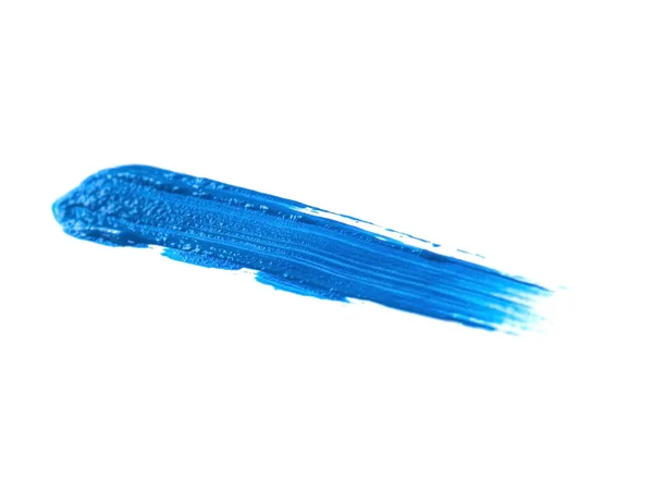 在白色背景上隔离的蓝色丙烯酸涂料笔画 抽象的艺术概念 — 图库照片