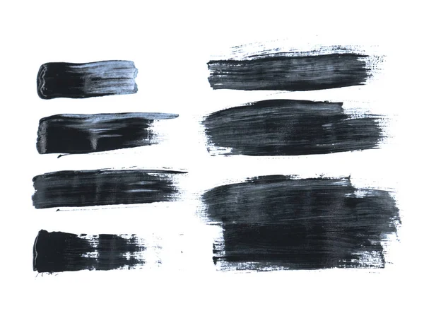 Zwart Acryl Penseelstreek Geïsoleerd Een Witte Achtergrond Abstracte Kunst Concept — Stockfoto