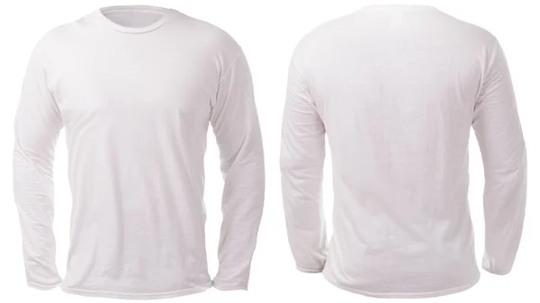 Camisa Manga Comprida Branco Simular Modelo Vista Frontal Traseira Isolado — Fotografia de Stock