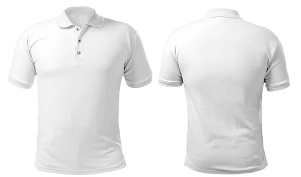 Blank Collared Shirt Mock Template Front Back View Isolated White — Stock Photo, Image