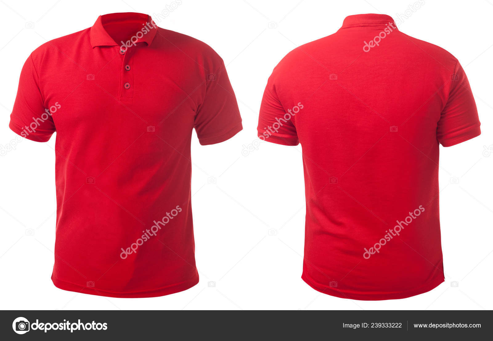 red t shirt with white collar