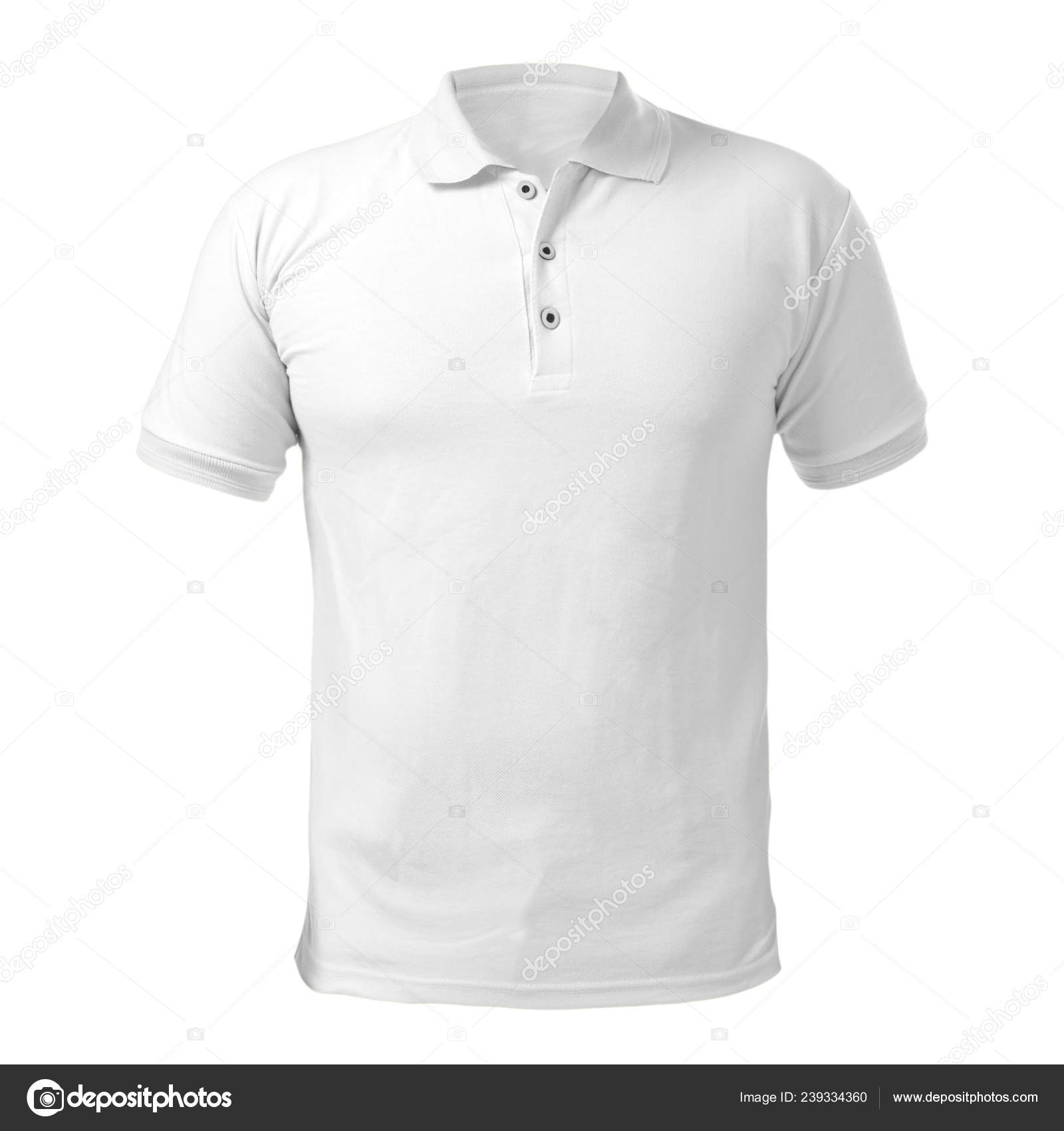 Blank Collared Shirt Mock Template Front View Isolated White Plain ...