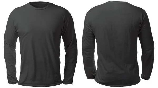 Blank Long Sleeved Shirt Mock Template Front Back View Isolated — Stock Photo, Image