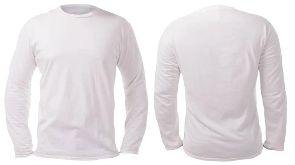 Blank Long Sleeved Shirt Mock Template Front Back View Isolated — Stock Photo, Image