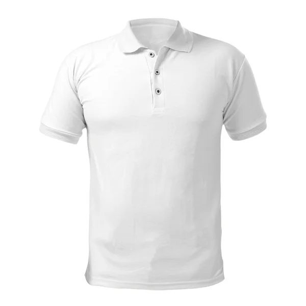 Camisa Con Cuello Blanco Maqueta Plantilla Vista Frontal Aislado Blanco — Foto de Stock