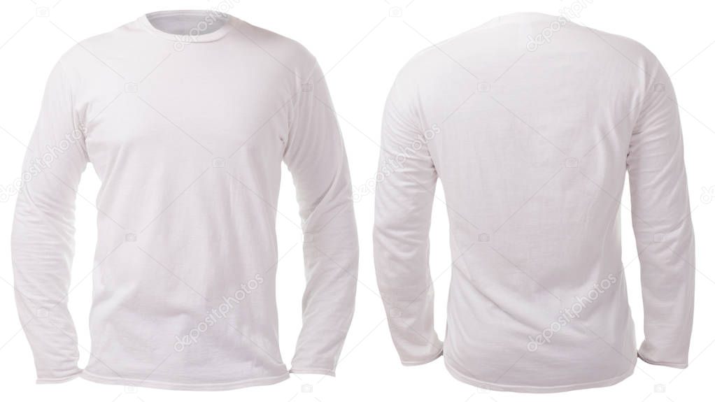 Blank Long Sleeved Shirt Mock Template Front Back View Isolated — Stock ...