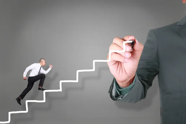 Концепція Особистого Розвитку Майбутній Успіх Перший Крок Бізнесмен Бігає Сходами — стокове фото