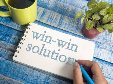 Kazan-kazan çözüm kelime mektup. Motivasyonel Iş tipografi yazılı kavramı quotes 