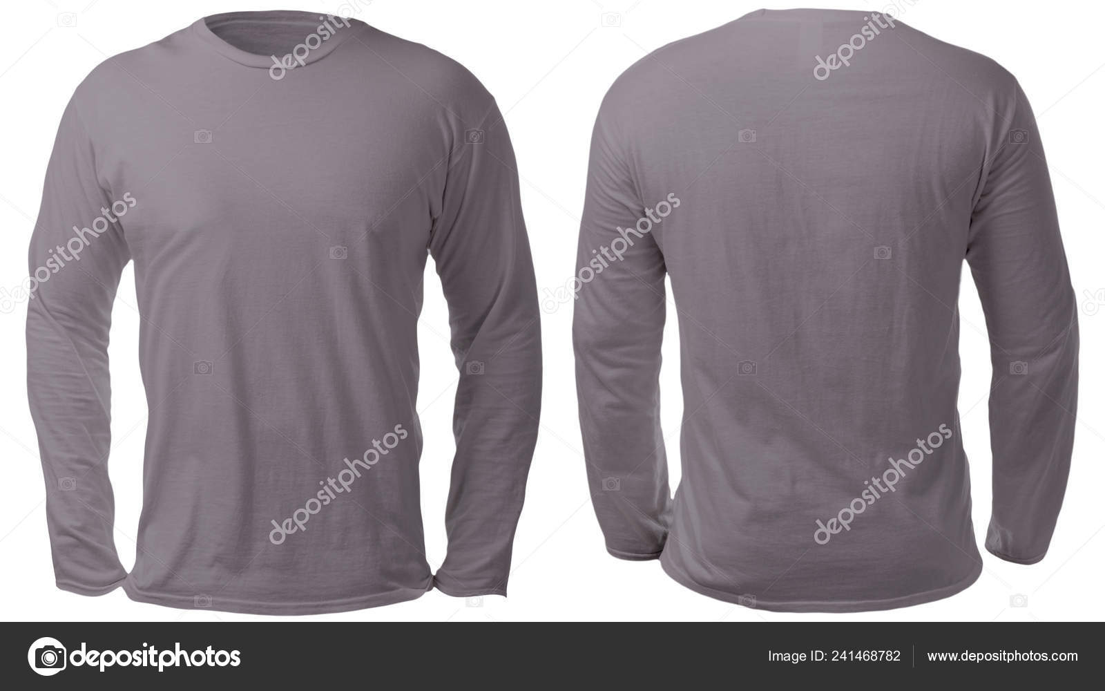 Blank Long Sleeved Shirt Mock Template Front Back View Isolated Stock ...