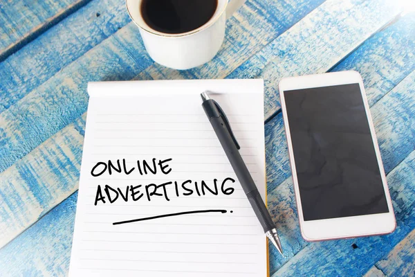 Online Adverteren Motiverende Business Marketing Woorden Quotes Concept Woorden Belettering — Stockfoto