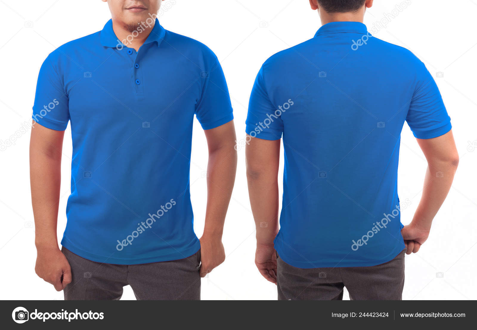 Download Blank Collared Shirt Mock Template Front Back View Asian Male Royalty Free Photo Stock Image By C Airdone 244423424