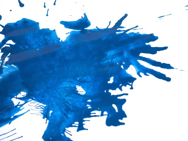 Detail Abstraktní Modrá Barva Šplouchnutí Postříkat Izolované Bílém Pozadí Konceptu — Stock fotografie