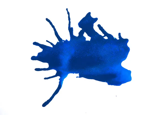 Image Rapprochée Éclaboussures Abstraites Peinture Bleue Isolées Sur Blanc Concept — Photo