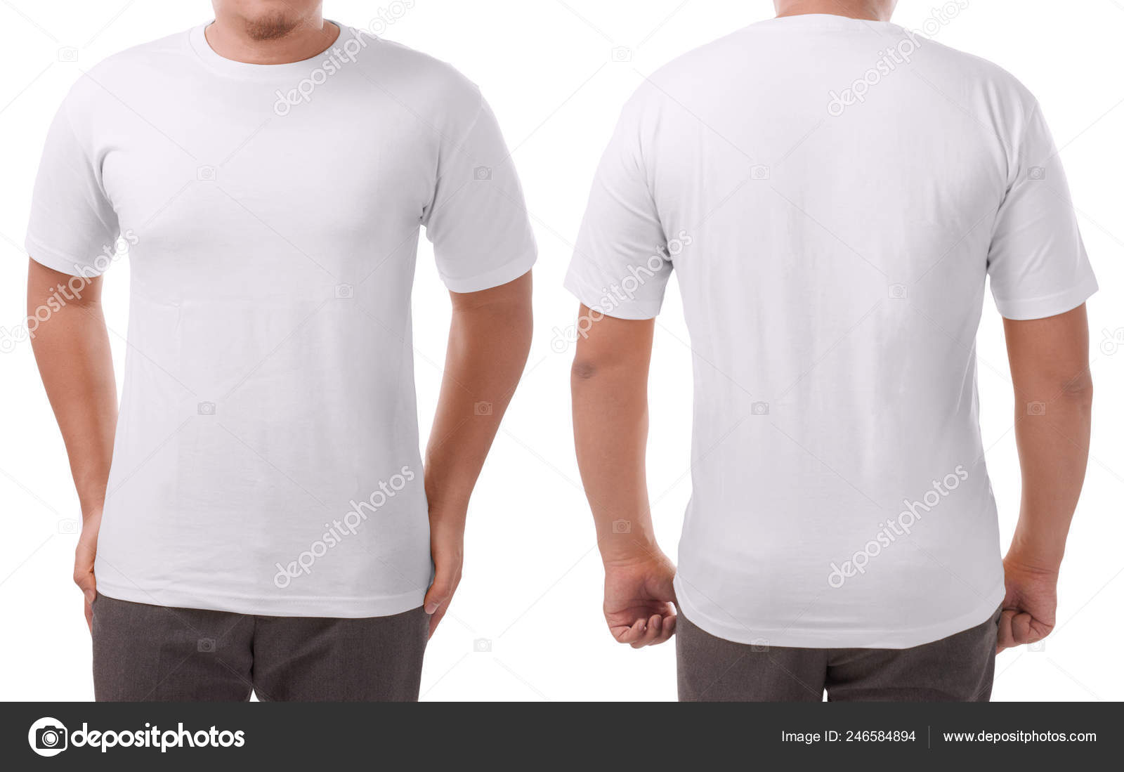 White Shirt Mock Front Back View Isolated Male Model Wear ⬇ Stock Photo