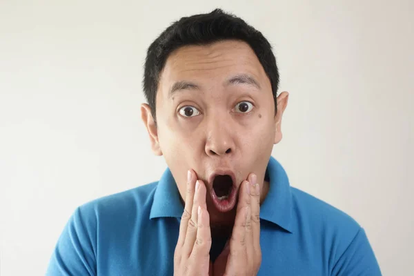 Asian Man Shocked with Mouth Open — Stock Photo, Image