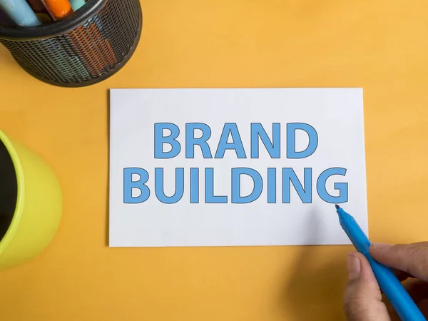 Brand Building. Tipografía de palabras de marketing empresarial Concepto — Foto de Stock