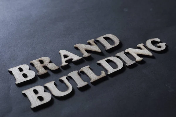 Brand Building. Tipografía de palabras de marketing empresarial Concepto — Foto de Stock