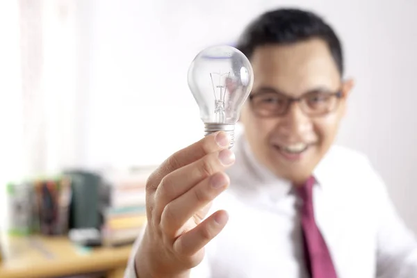 Businessman Shows Idea Concept — Stock Photo, Image