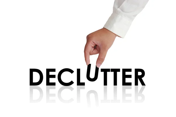 Declutter, motiverande ord citationstecken Concept — Stockfoto