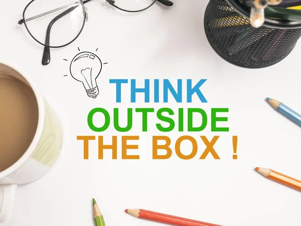 Think Out of the Box, Motivational Words Citations Concept — Photo