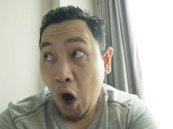 Asian Man Shocked with Mouth Open — Stok Foto