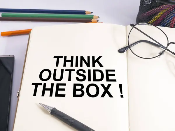 Think Out of the Box, Motivational Words Citations Concept — Photo