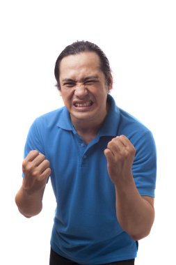 Genç adam bağırmaya, öfke jest