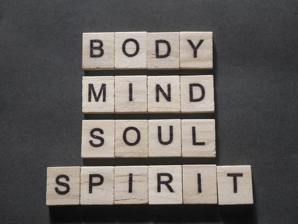 Körper Geist Seele Geist, motivierende Worte zitiert Konzept — Stockfoto