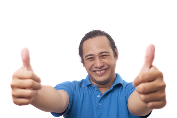 Young Man Showing Thumbs Up Gesture OK Sign — Stock Photo, Image