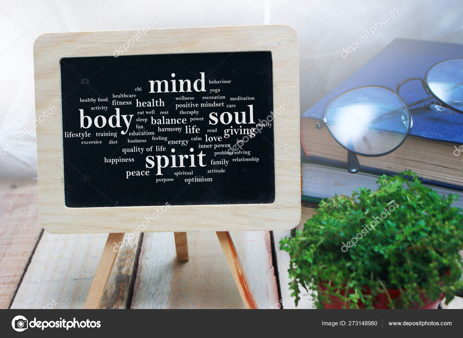 Body Mind Soul Spirit Motivational Words Quotes Concept Stock