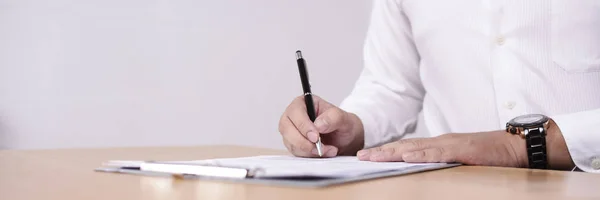 Wide View of Businessman Signing Contract — Stock Photo, Image