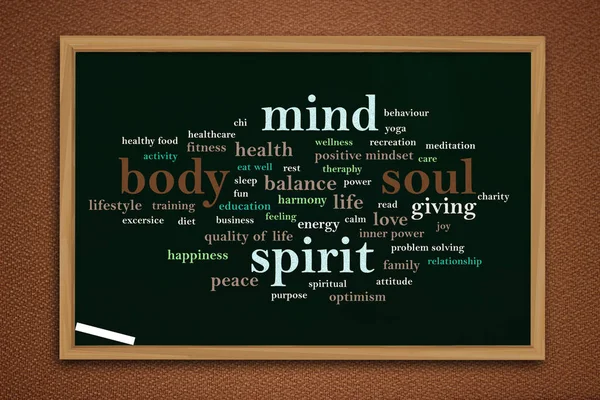Beden Zihin Soul Spirit, Motivasyonel Kelimeler Tırnak Kavramı — Stok fotoğraf
