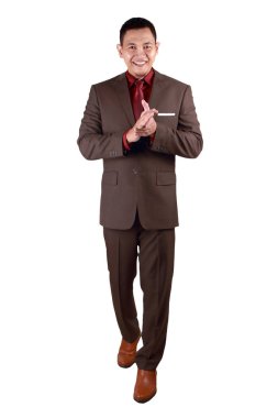 Mutlu genç işadamı el çırpıyor