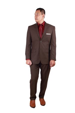 Asyalı İşadamı Ön Görünüm Beyaz Izole