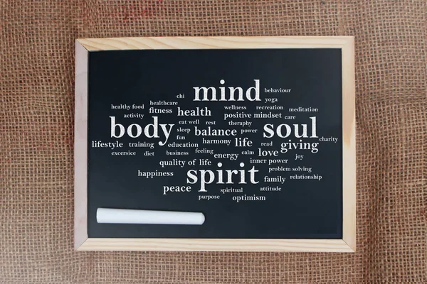 Körper Geist Seele Geist, motivierende Worte zitiert Konzept — Stockfoto