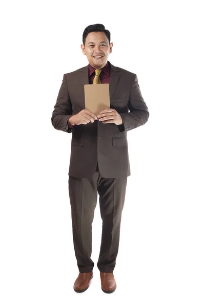 Asiatico uomo d'affari con libro — Foto Stock