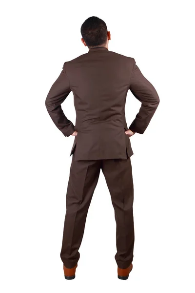 Rear View of of businessman. Full Body Portrait Isolated on Whit — Stock Photo, Image